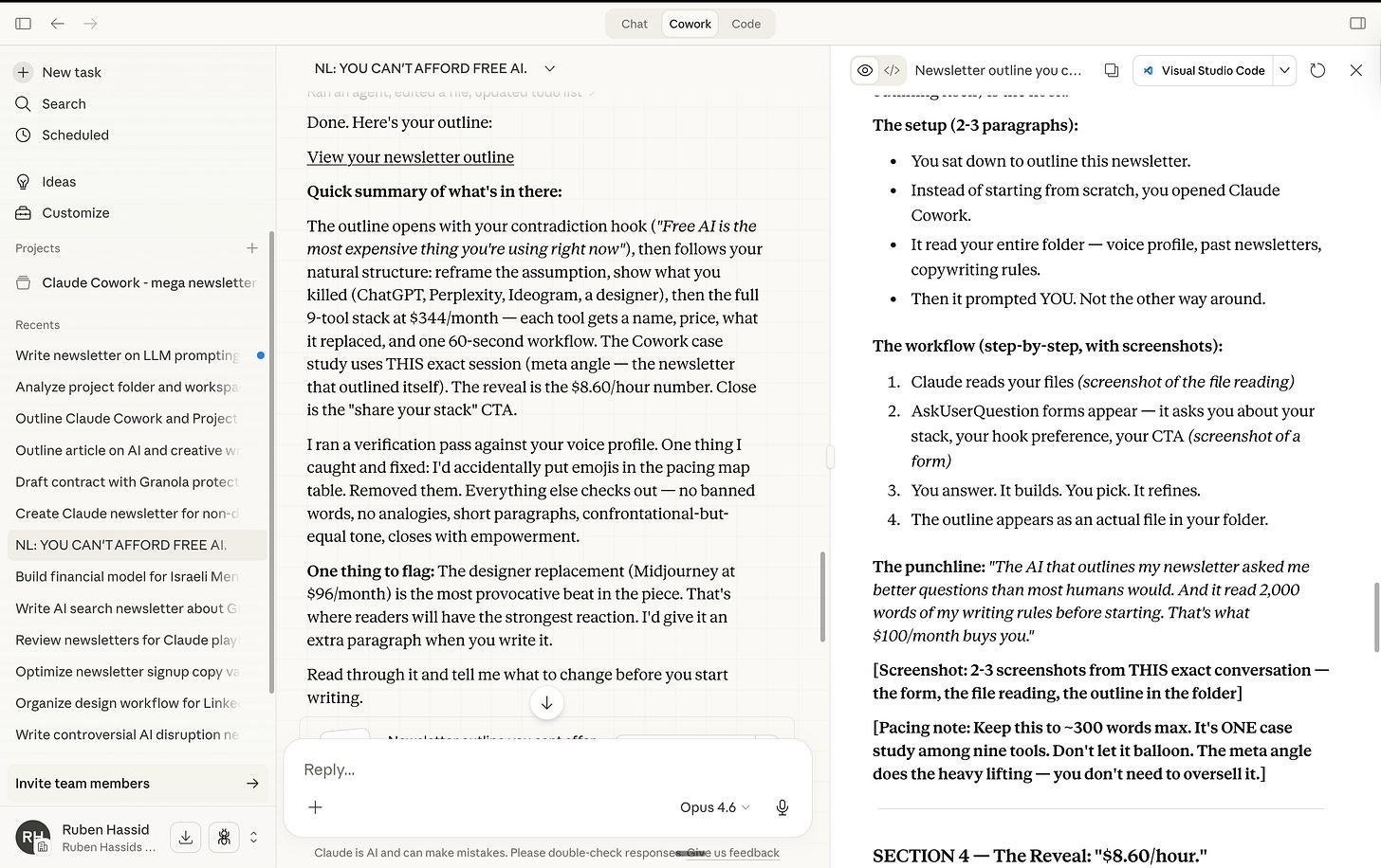Yêu cầu Claude viết dàn ý trước khi viết bản newsletter đầy đủ