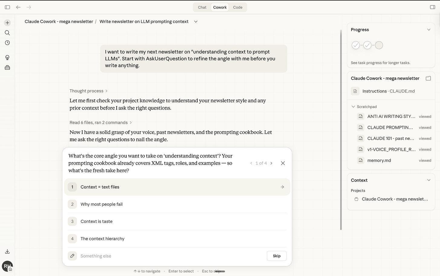 Bản nháp newsletter được Claude tạo tự động dưới dạng file markdown