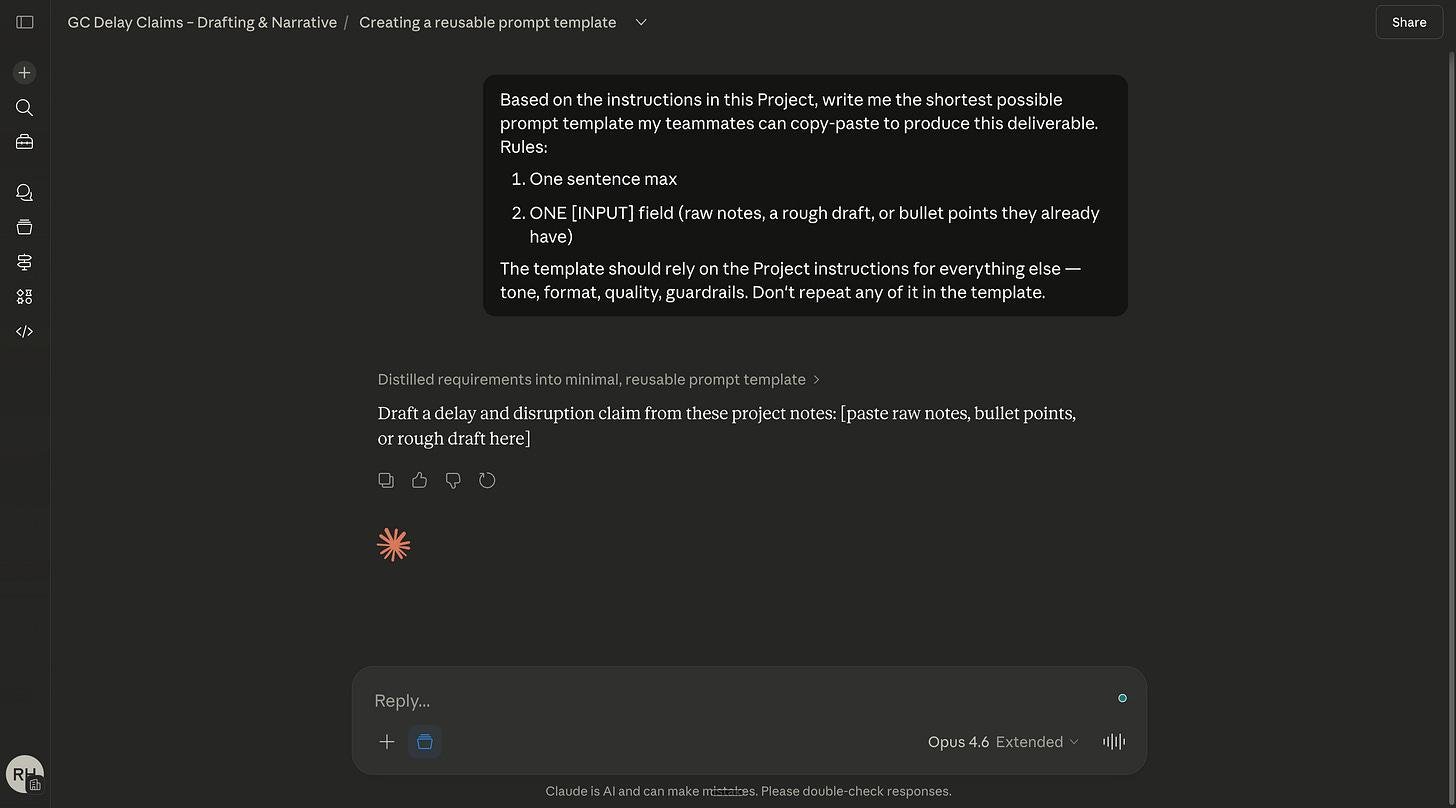 Ví dụ mẫu prompt ngắn gọn để đồng nghiệp copy-paste khi dùng Project
