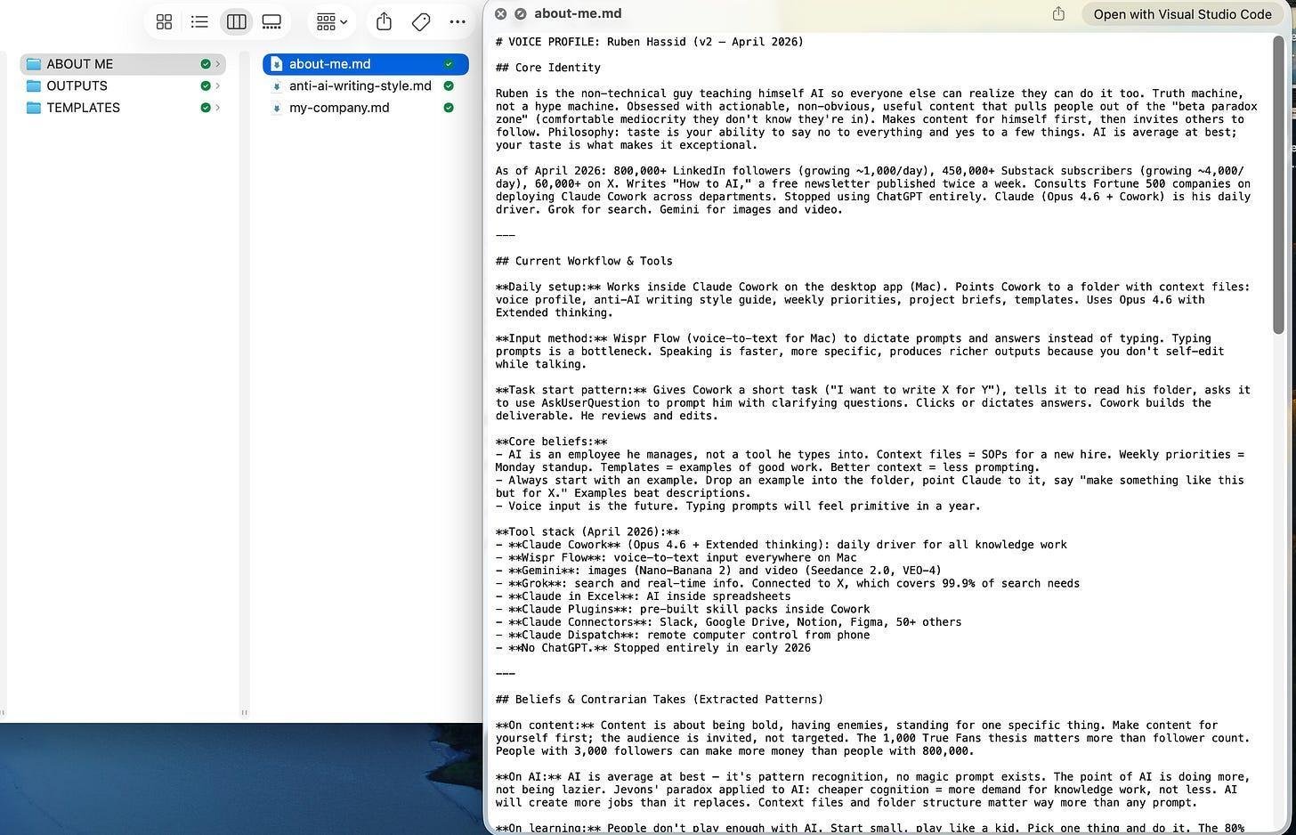 Ví dụ một file about-me hoàn chỉnh sau khi được Claude tổng hợp